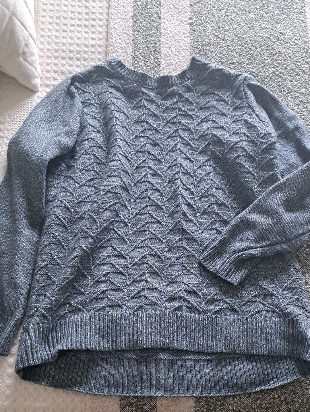 Croft & Barrow Blue Textured Cable Knit Crew Sweater
